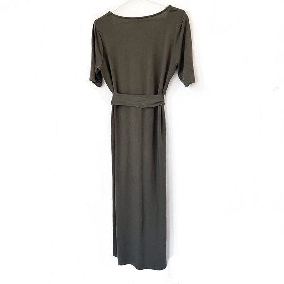 ASOS olive green belted maxi dress w/side slit 6 - Picture 6 of 9